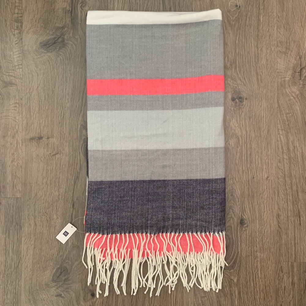 GAP Multicolored Grey Striped Blanket Scarf
